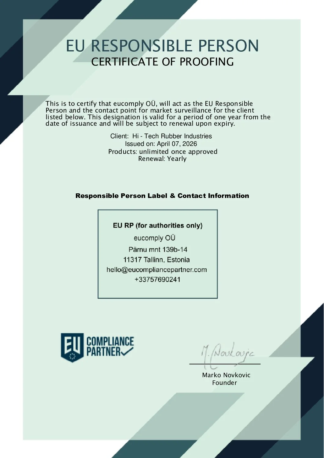 ISO 9001 Certificate